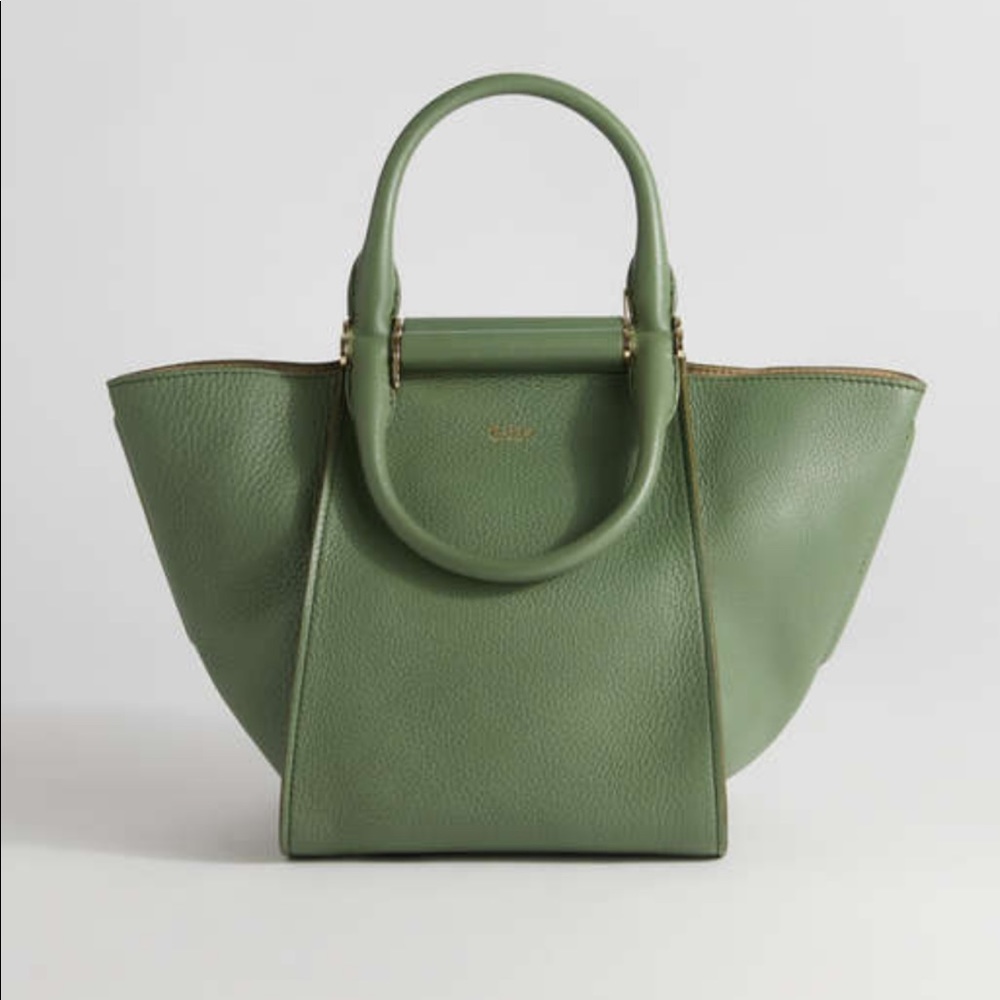 MaxMara Sage Green Deerskin Leather Handbag
